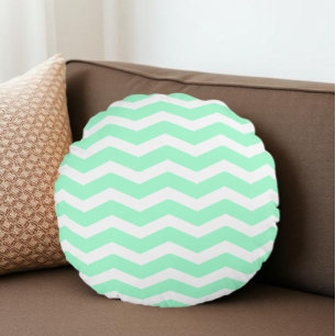 Coussins Ronds Vert Menthe Chevron