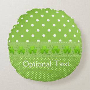 Coussins Ronds Vert, points et Shamrocks