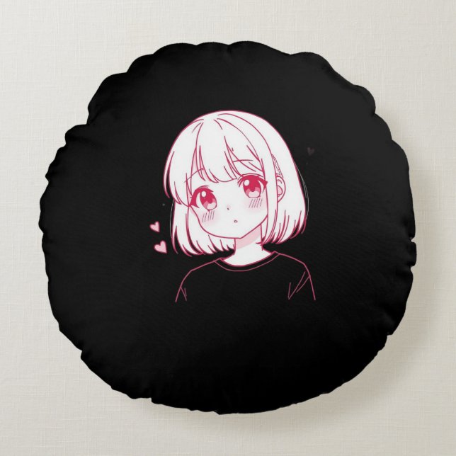Coussins Ronds "Vibes d'amour d'anime" (Devant)