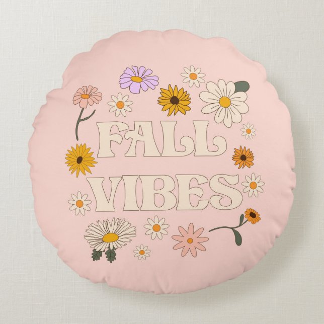 Coussins Ronds Vibes de automne roses (Devant)