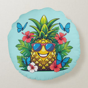 Coussins Ronds Vibes Hibiscus Papillon d'ananas