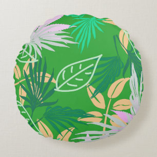 Coussins Ronds Vibes tropicales Feuilles Plantes
