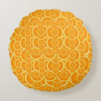 Coussins Ronds Vibrant Orange Citrus Pattern Design