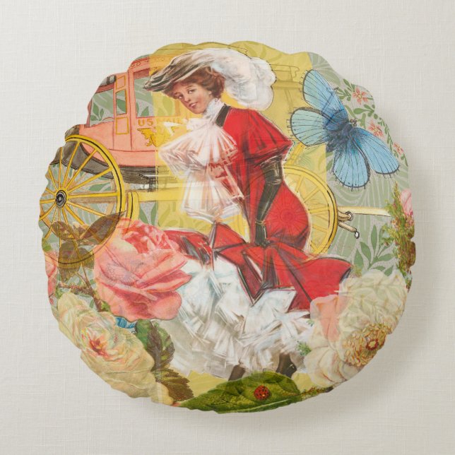 Coussins Ronds Victorian Lady Woman Fun Carriage (Devant)