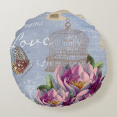 Coussins Ronds Victorian Love Thoughts Dreams Butterfly Bird Cage (Dos)