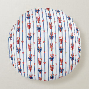 Coussins Ronds Vie marine nautique, Terre de liberté,
