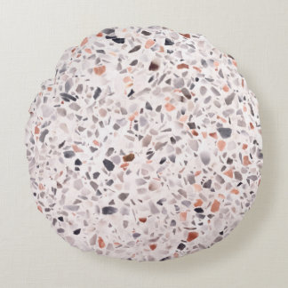 Coussins Ronds Vieille texture terrazzo, motif d'hamper.