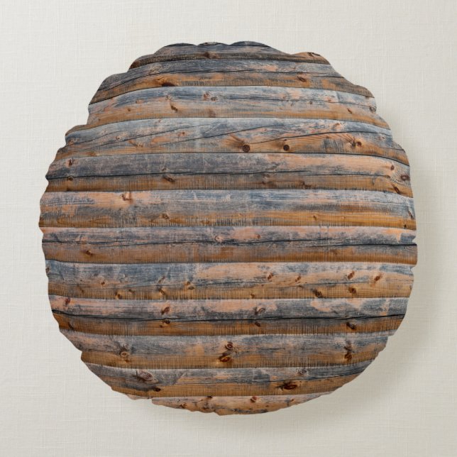 Coussins Ronds Vieux mur de planches en bois avec fissures. Poutr (Devant)