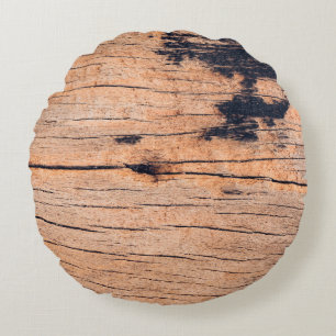 Coussins Ronds Vieux panneau en bois, espace copie motif en textu