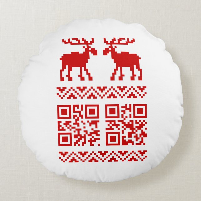 Coussins Ronds Vilain Sweater QR Code Bonne année! (Devant)