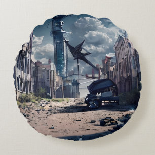 Coussins Ronds Ville Abandonnée Monde Dystopique de Post Apocal