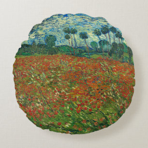 Coussins Ronds Vincent Van Gogh Poppy Field Floral Art Vintage