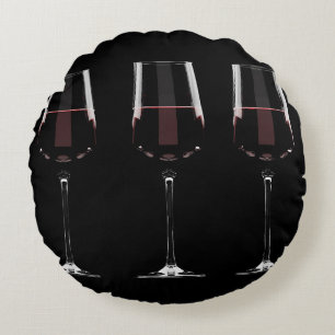 Coussins Ronds Vins avec vin rouge sur noir