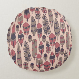 Coussins Ronds vintage background with colored abstract feathers