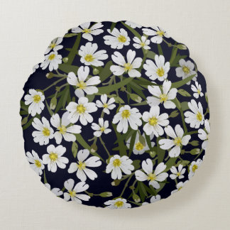 Coussins Ronds vintage brushless floral pattern with white field