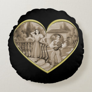 Coussins Ronds Vintage couple Romance, homme et femme amour