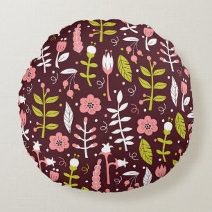 Coussins Ronds Vintage Doodle Floral sans couture Motif