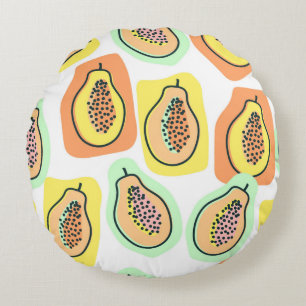 Coussins Ronds Vintage fruit de papaye à la main motif et sans so