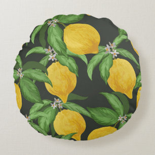 Coussins Ronds Vintage Lemon Tropical Motif