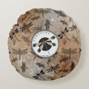 Coussins Ronds Vintage libellule Entomologie détenue Monogramme