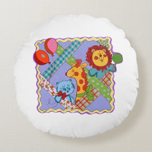 Coussins Ronds Vintage Safari Animals Round Pillow (Devant)