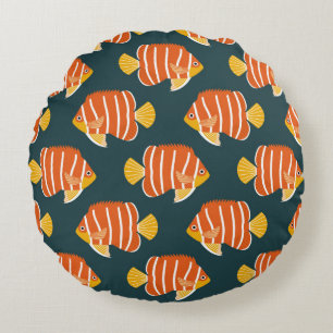Coussins Ronds Vintage seamless pattern with fish. Creative desig
