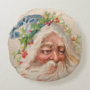 Coussins Ronds Vintage Vieux Monde Santa Claus Tour de l'oreiller