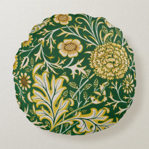 Coussins Ronds Vintage William Morris Cherwell Vert Floral Art