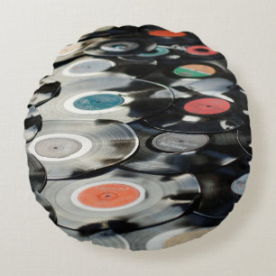 Coussins Ronds Vinyl rétro plastique vieux noir