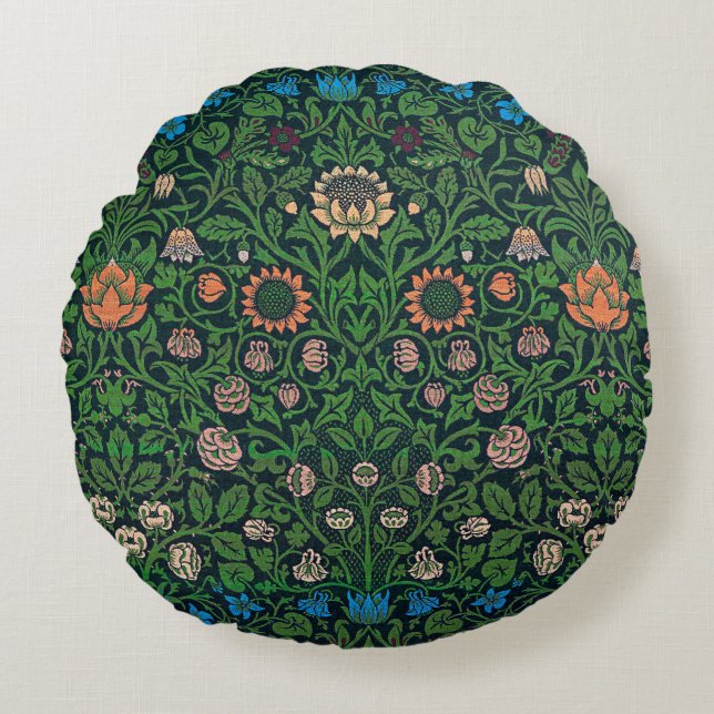 Coussins Ronds Violet et Columbine, William Morris (Devant)