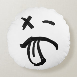 Coussins Ronds Visage avec oeil noir et langue s'écartant