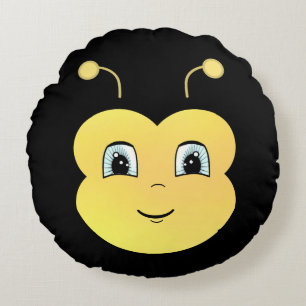 Coussins Ronds Visage de abeille heureuse mignon