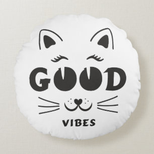 Coussins Ronds Visage de Chat aux bonnes vibrations modernes - Ty