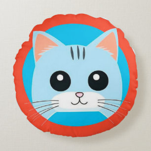 Coussins Ronds Visage de chat de dessin animé mignon
