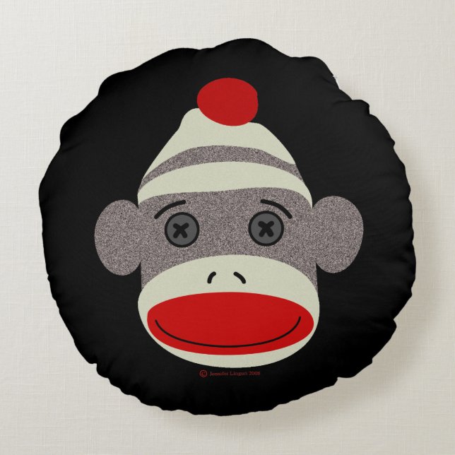 Coussins Ronds Visage de singe de chaussette (Dos)