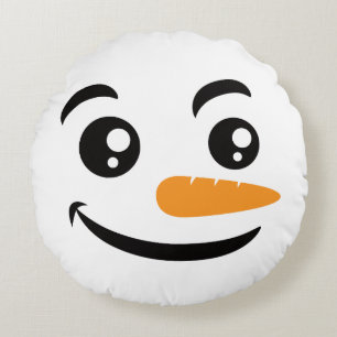 Coussins Ronds Visage de Snowman souriant