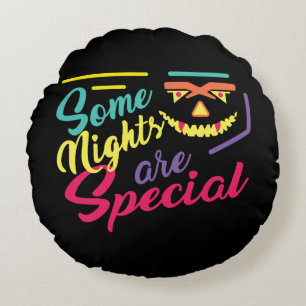 Coussins Ronds Visage effrayant amusant rempli brillant halloween