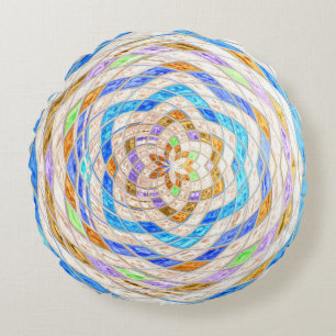 Coussins Ronds Vitrail Mosaïque Abstrait #4