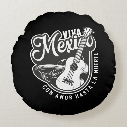 Coussins Ronds Viva Mexico Party avec ma guitare (Devant)