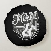 Coussins Ronds Viva Mexico Party avec ma guitare (Dos)