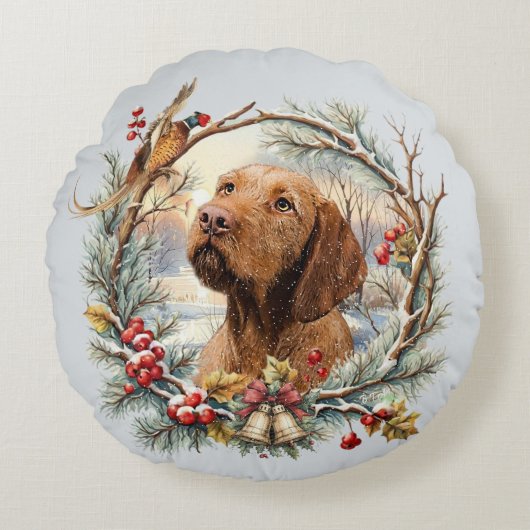 Coussins Ronds Vizsla Noël (Devant)
