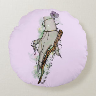 Coussins Ronds Voici Ma Baguette Magique - Main De Sorcière Gothi