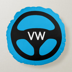 Coussins Ronds Volant de voiture rond personnalisé avec monogramm