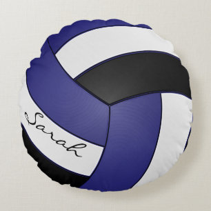 Coussins Ronds Volley-ball bleu foncé, noir et blanc   Nom DO-IT-