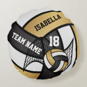Coussins Ronds Volley 🏐 Sport- Or, Blanc et Noir (Dos)