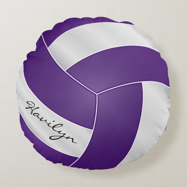 Coussins Ronds Volley violet et blanc | Nom DO-IT-YOURSELF (Devant)