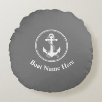Votre Nom De Bateau Avec Corde & Ancre Sur Grey