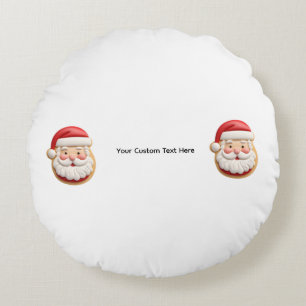 Coussins Ronds Votre texte personnalisé Santa Cookie Noël