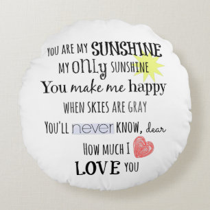 Coussins Ronds Vous êtes ma Sunshine Word Art Typographie