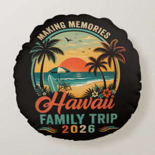 Coussins Ronds Voyage de Famille à Hawaï Coucher de Soleil Tropic